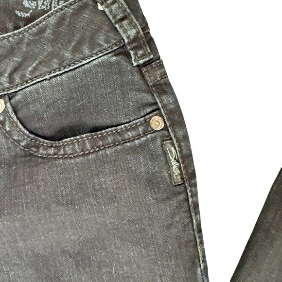 Silver Jeans Black Bootcut Jeans with Embroidered Pockets 28in 37inseam - Picture 6 of 8